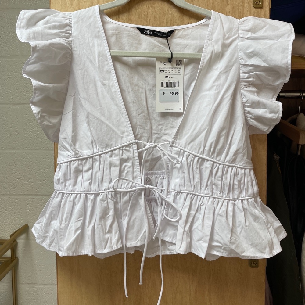 NWT Zara Front Tie Blouse